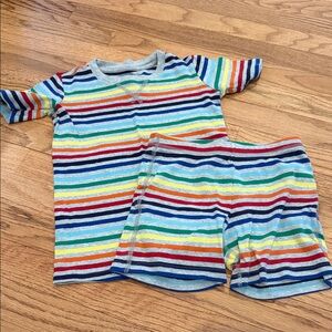 Primary Rainbow Stripe Short-Sleeve Pajama Set - size 8/9